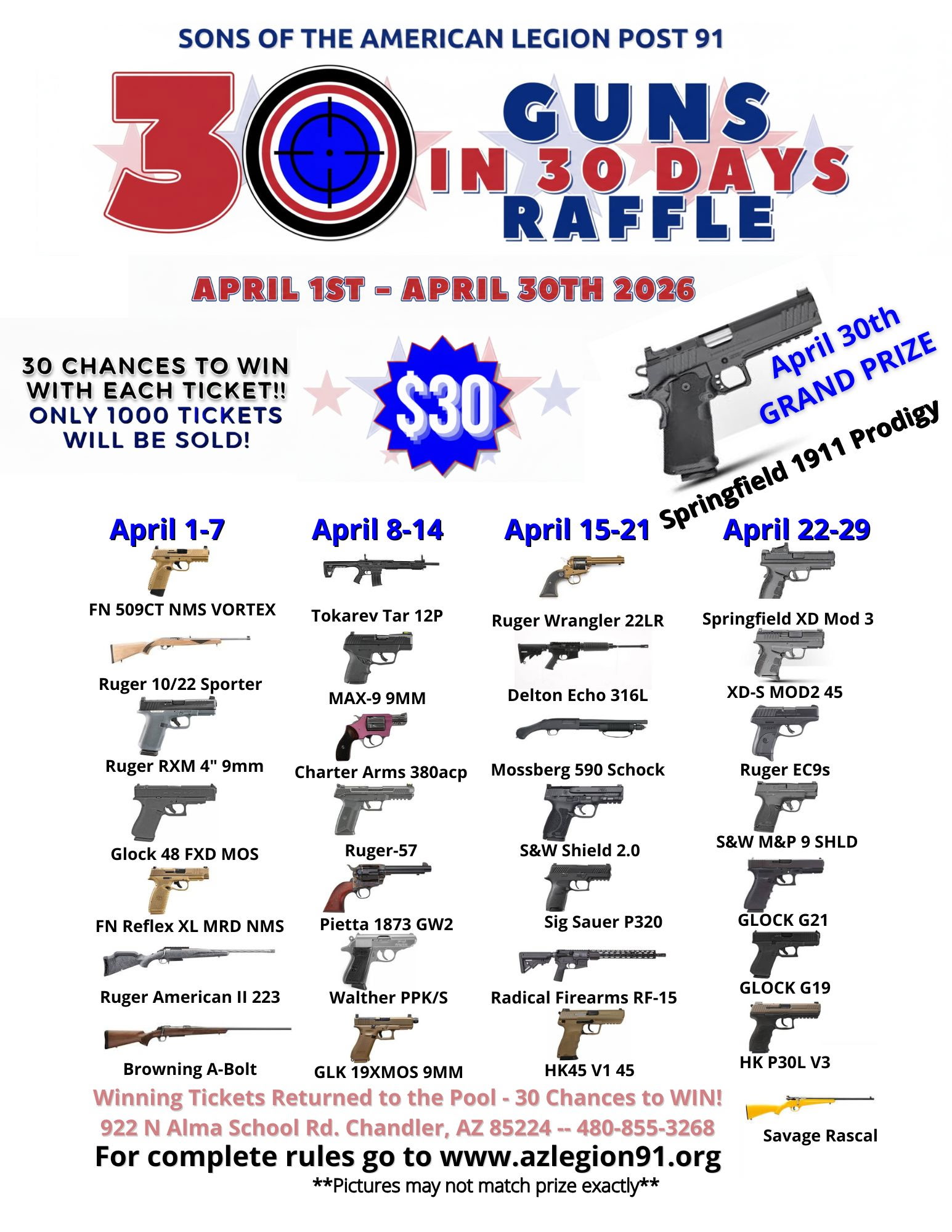 30 for 30 Raffle – 2026 – Wayne V. McMartin American Legion Post 91